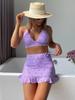 Badeanzug Damen geteilt dreiteilig floral Internetstar Schnürrock ins Bikini