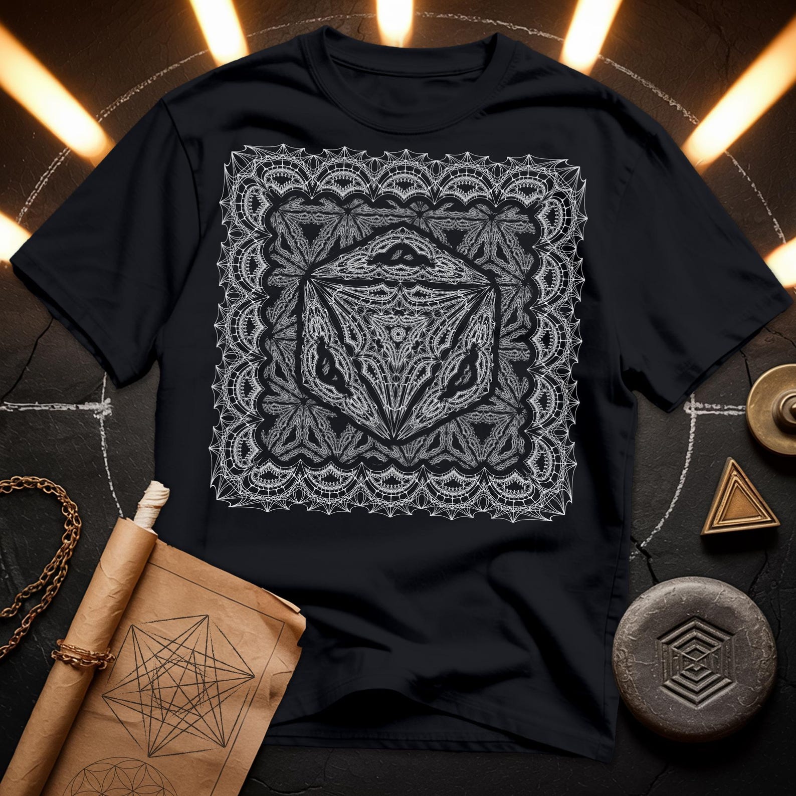 Organic Octahedron T-Shirt | Sacred Geometry, Spiritual Symbol XL