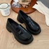 Round Head Platform Single Shoes Women's Black College Style Small Leather Shoes Versatile British Dress Shoes Shoes