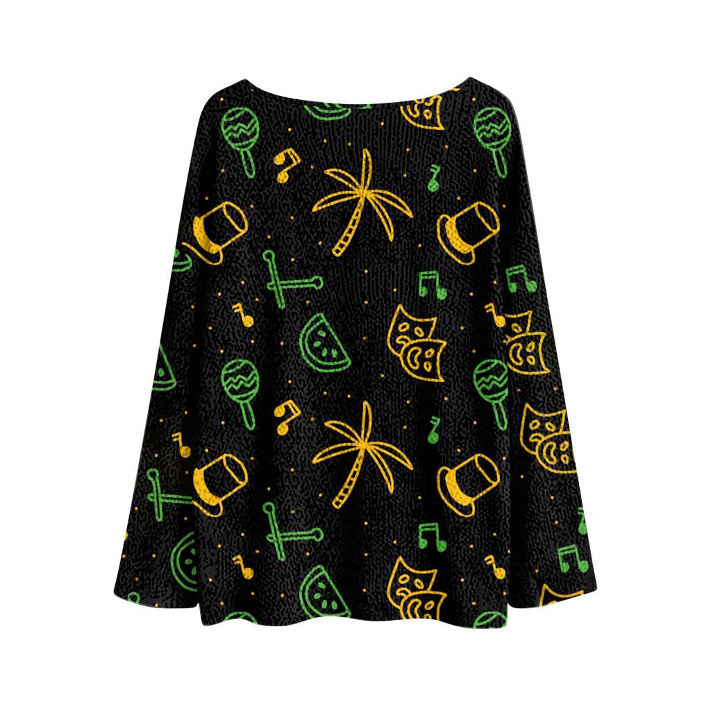 Damenmode Rundhals Langarm Print Lässiger Pullover Sweater Top