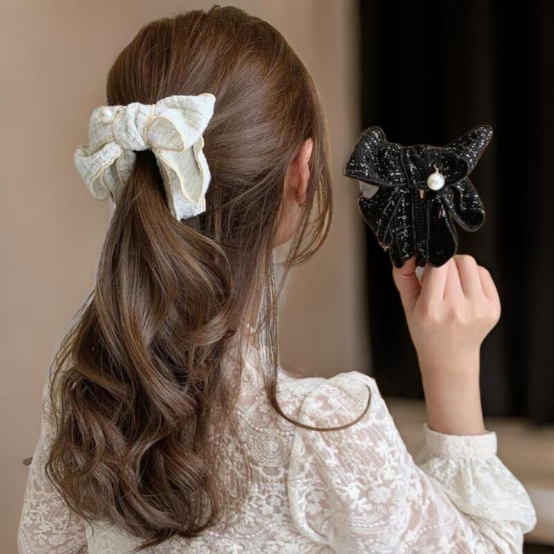 Women's Grid Banana Clip Ribbon Hair Clip