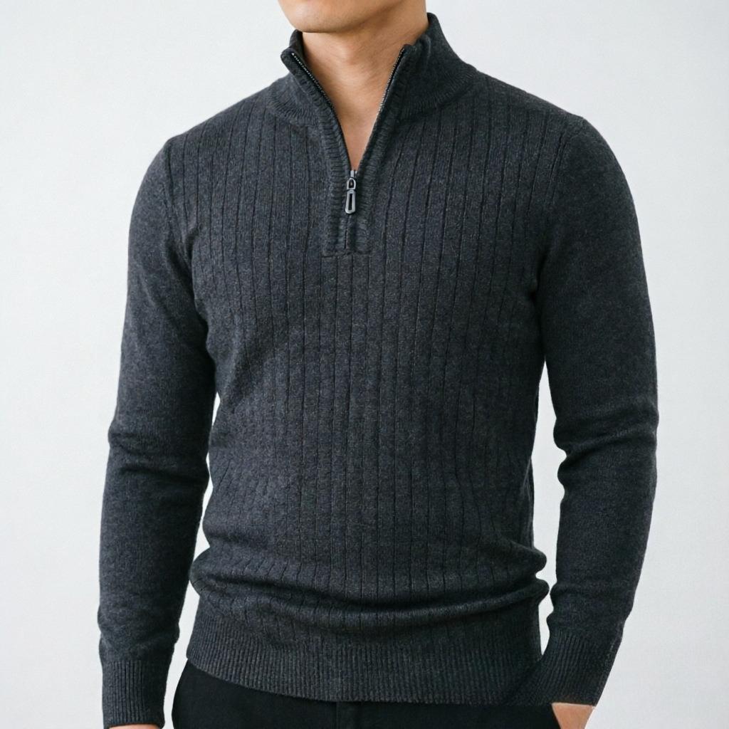 Men's Quarter Zip Sweater Fall Winter Slim Fit Ribbed Sweaters Knit Mock Neck Half Zip Long Sleeve Business Casual Warm Golf Pullover Tops for Men