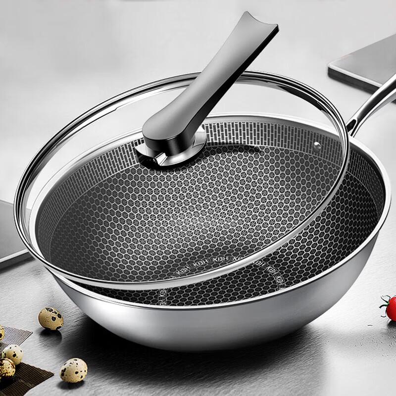 Kangbahu 32cm 304 Stainless Steel Non-Stick Wok