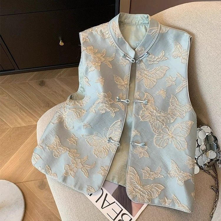 Thin Vest for Women Clothing Ethnic Style Embroidery Vintage Clothes Streetwear Coats Women Jackets Chinese Style Casual Summer
