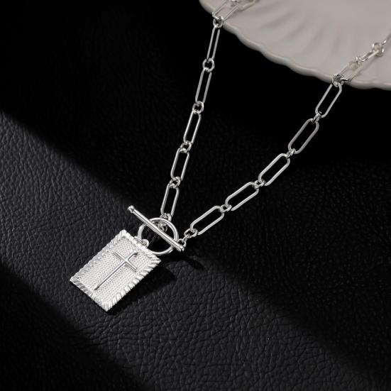 Women Cross Pendant Necklace 16" Paperclip Chain Trendy Dainty Charm Necklace for Women Fashion Religious Simple Jewelry Gift