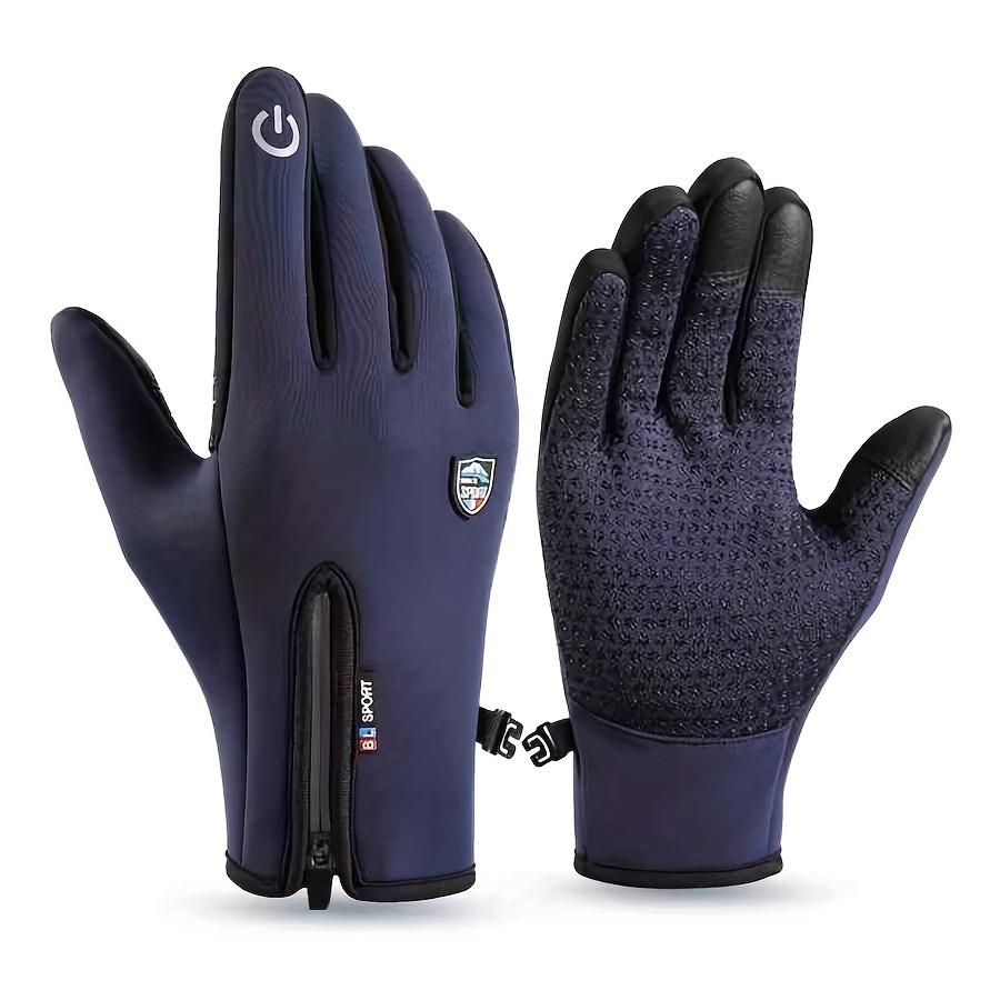 Winter Touchscreen Gloves for Men Women Waterproof Windproof Full Finger Cycling Silicone Non Slip Palm Zipper Sport Gloves for Running Driving Hiking