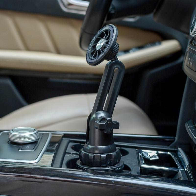 Magnetic Phone Mount for Vehicle Cup Holder Easy One Handed Operation Phone Stand Supports for 3 to 7 Inch Smartphones