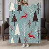 Cozy Winter Forest Flannel Throw Blanket - Soft And Warm with Minimalist Red Deer And Pine Pattern, Ideal for Couch, Bed, Office And Travel, Perfect H