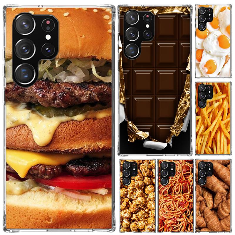 Food Fries Beer Cheese Sushi Cookie Phone Case for Samsung Galaxy S26 S24 S23 Ultra S25 Edge S22 S21 Plus S20 FE + Soft Print Sh