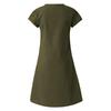 Women's Fashionable Retro V-Neck Short-Sleeve Casual Cotton-Linen Dress