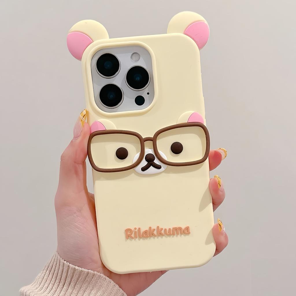 Niedliche Cartoon 3D Rilakkuma Handyhülle für iPhone 16 15 14 13 12 11 Pro X XS Max XR 6 7 8 Plus Weiche Silikonhülle