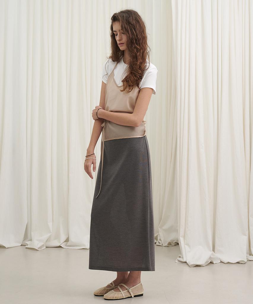 Marot See-Through Elastic Skirt_Charcoal