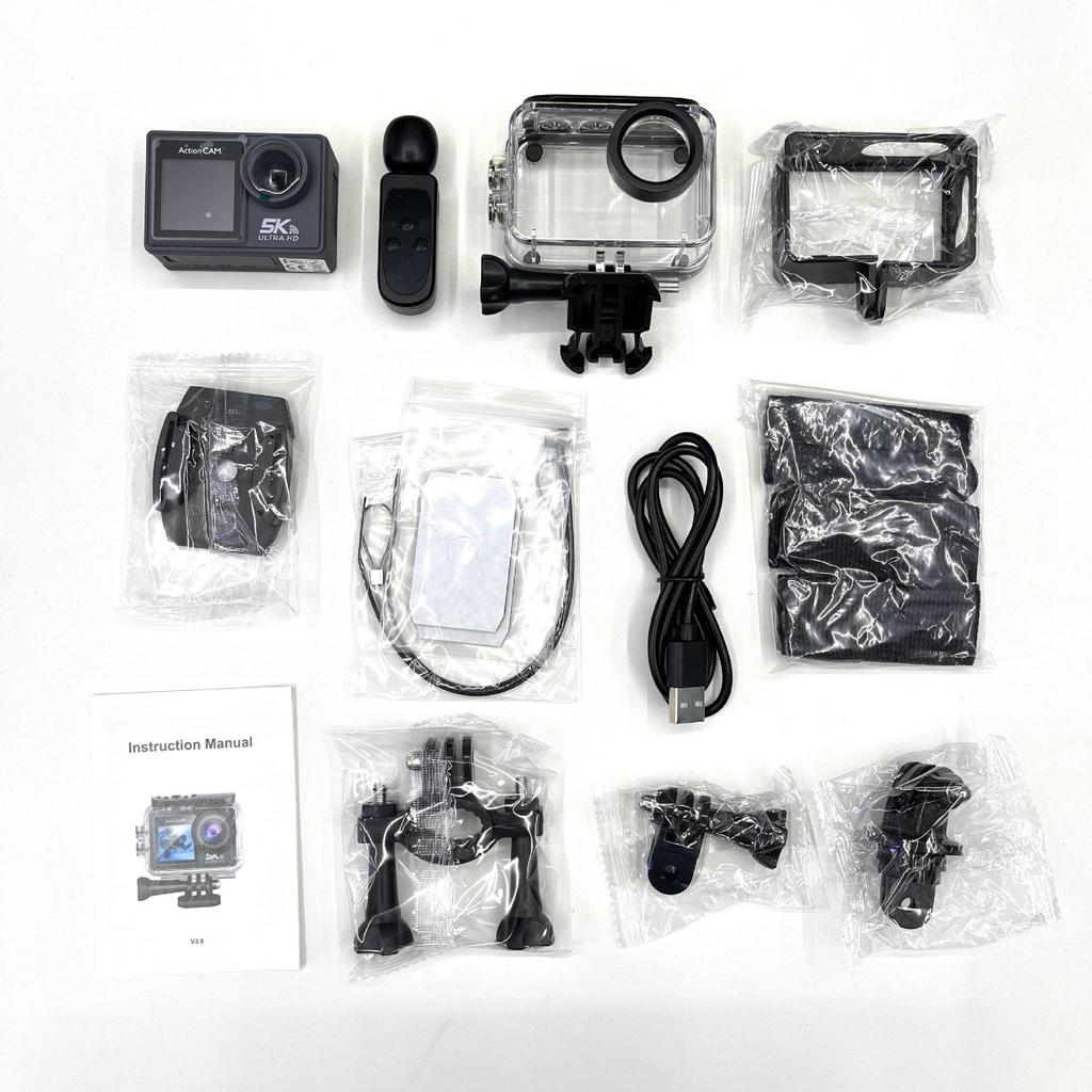 5K Dual Screen HD Sports Camera - Waterproof, Remote Control, Wireless Mic, Photo & Video VLOG Recording.