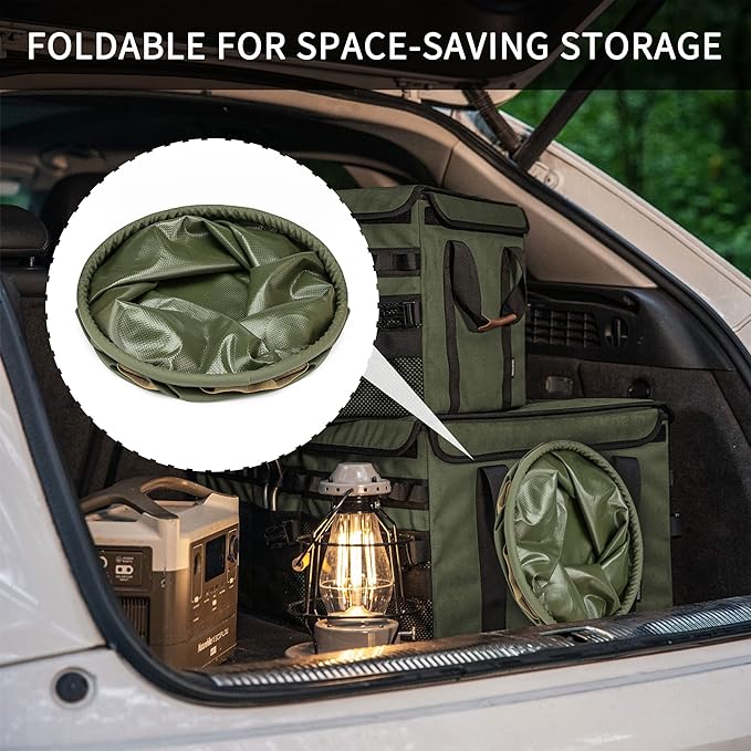 Găleată pliabilă, găleată pliabilă portabilă, recipient de apă, chiuvetă pentru camping, pescuit, drumeții, călătorii, spălat auto (Verde Armată 20L)