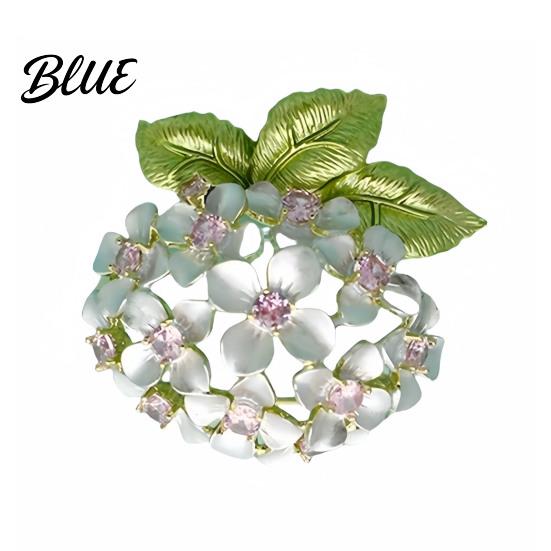 Polished Edge Brooch Women High-Gloss Rhinestone Inlay Sparkling Hydrangea Design