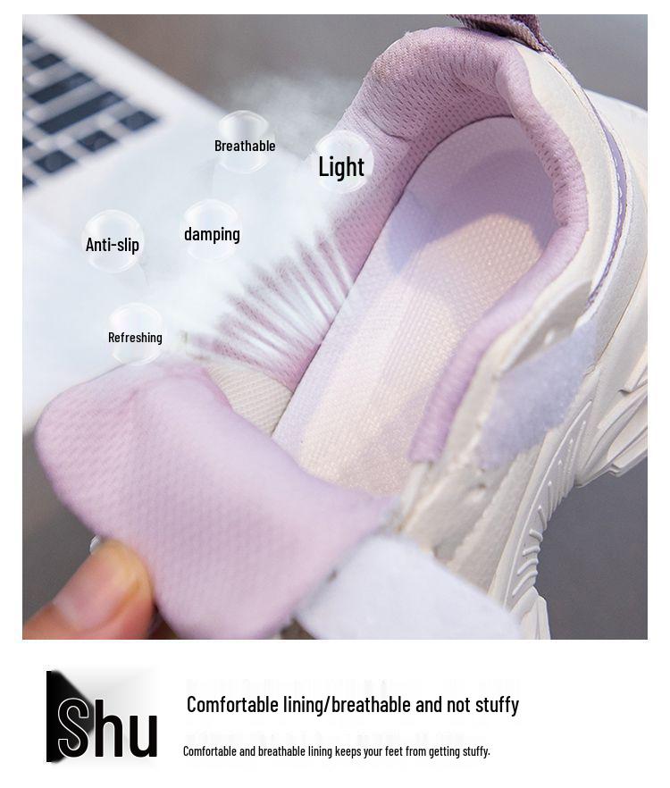 Girls' Waterproof Leather Running Shoes - Autumn/Winter Casual Mesh Sneakers