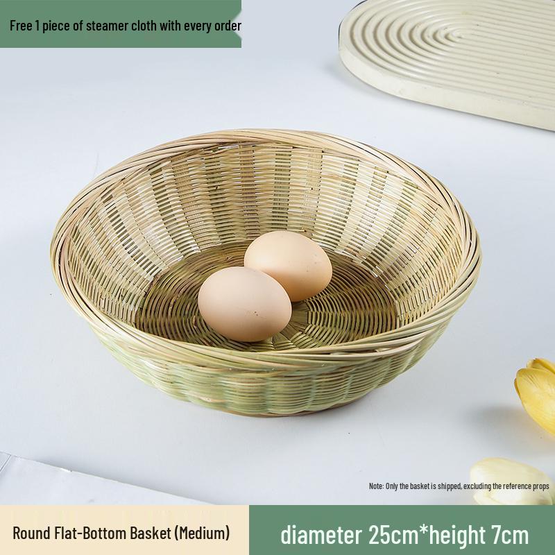 Bamboo Woven Basket: Multi-Use Storage, Fruit Plate, Steamed Bun, Winnowing, Dried Fruit, Candy, Kitchen Drainer, Vegetable Wash Basket