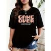 Plus Size Women Black Graphic Print Short Sleeve Crew Neck Casual Everyday Tee