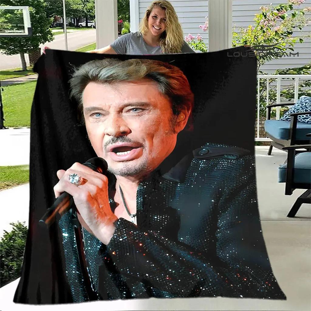 French rock star Johnny Hallyday print blanket picnic blanket vintage blanket home travel birthday gift bed blanket thin blanket