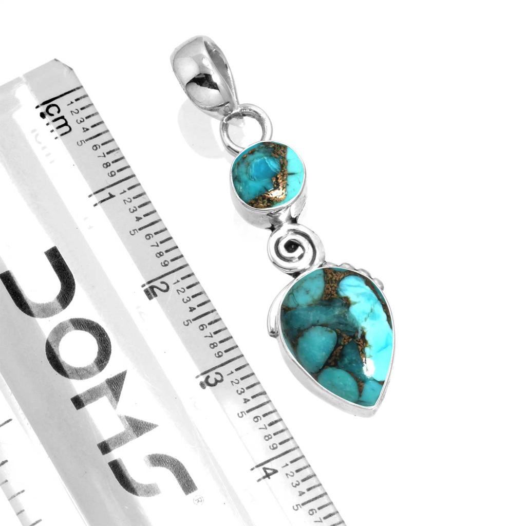 925 Sterling Silver Pendant Women Gemstone Handmade Jewelry New Year Gift Blue Green Purple Copper Turquoise Pearl Lapis Mother Of Pearl Boho