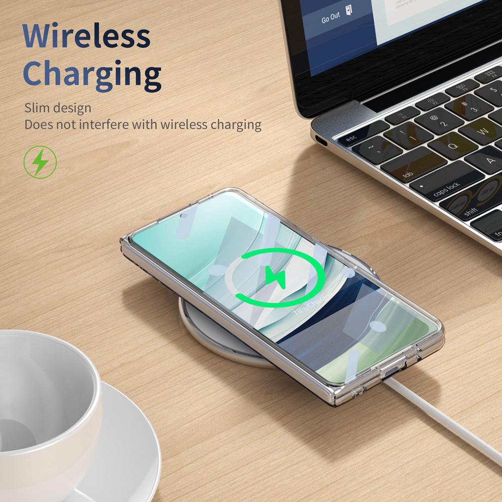 KEYSION 360° Rotating Magnetic Ring Stand Case for Huawei Mate X6 X5 X3 Transparent Hard PC Phone Cover with Screen Protector