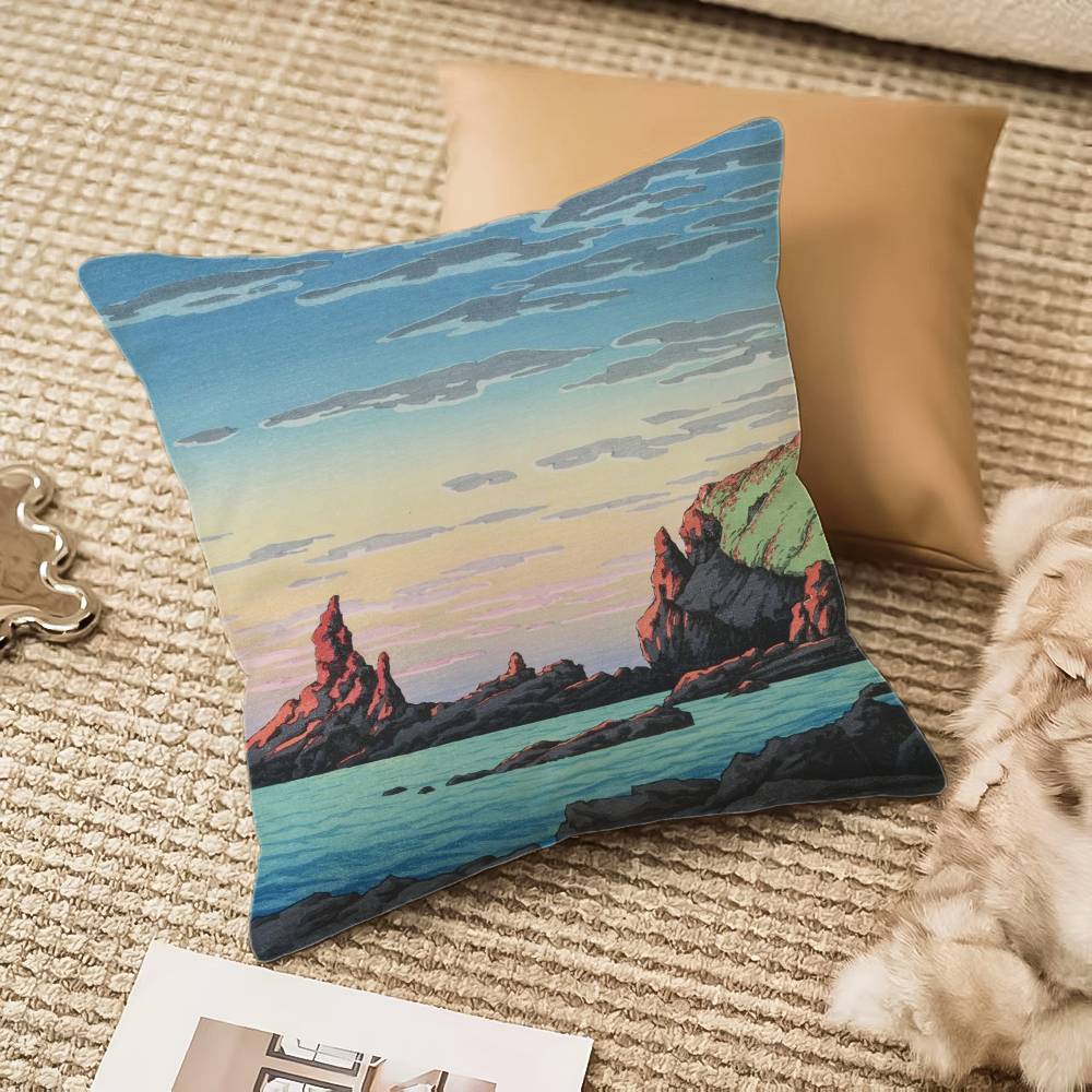 Kawase H-Hasui Pillow Case Anti-dustmite Invisible Zipper Sofa Bed 12x12Inch