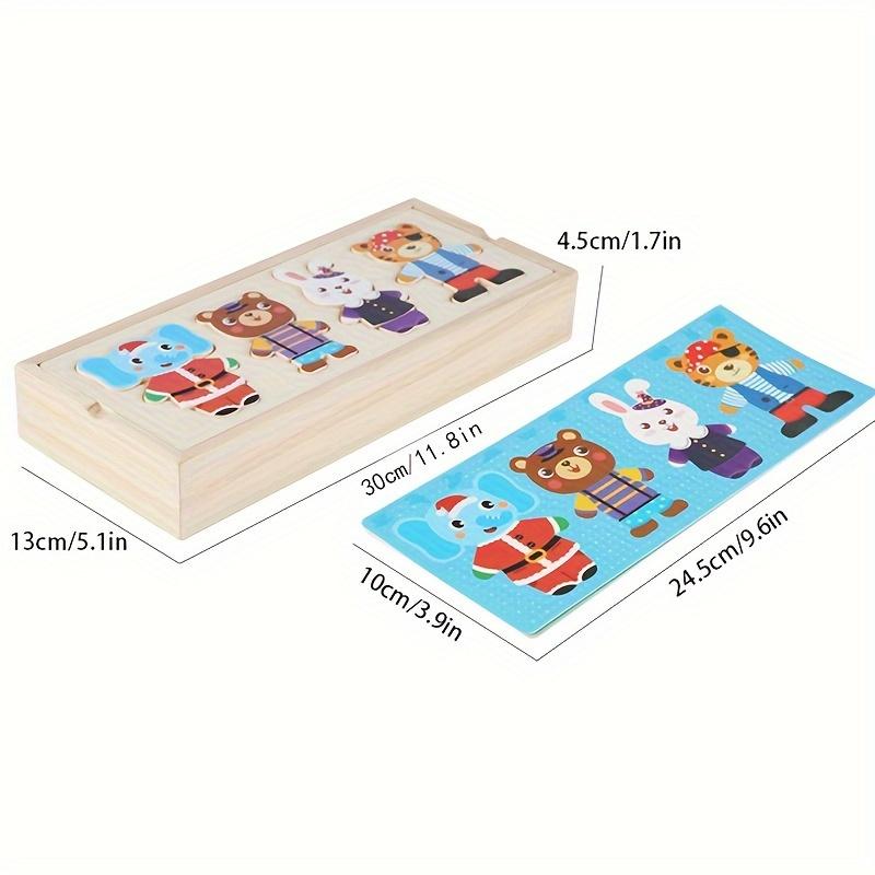 

25Pcs Animal Dress-Up Wooden Play Set with Storage Box-Mix & Matching Game - Montessori Travel Toys For Kids 3 +,Toddler gift