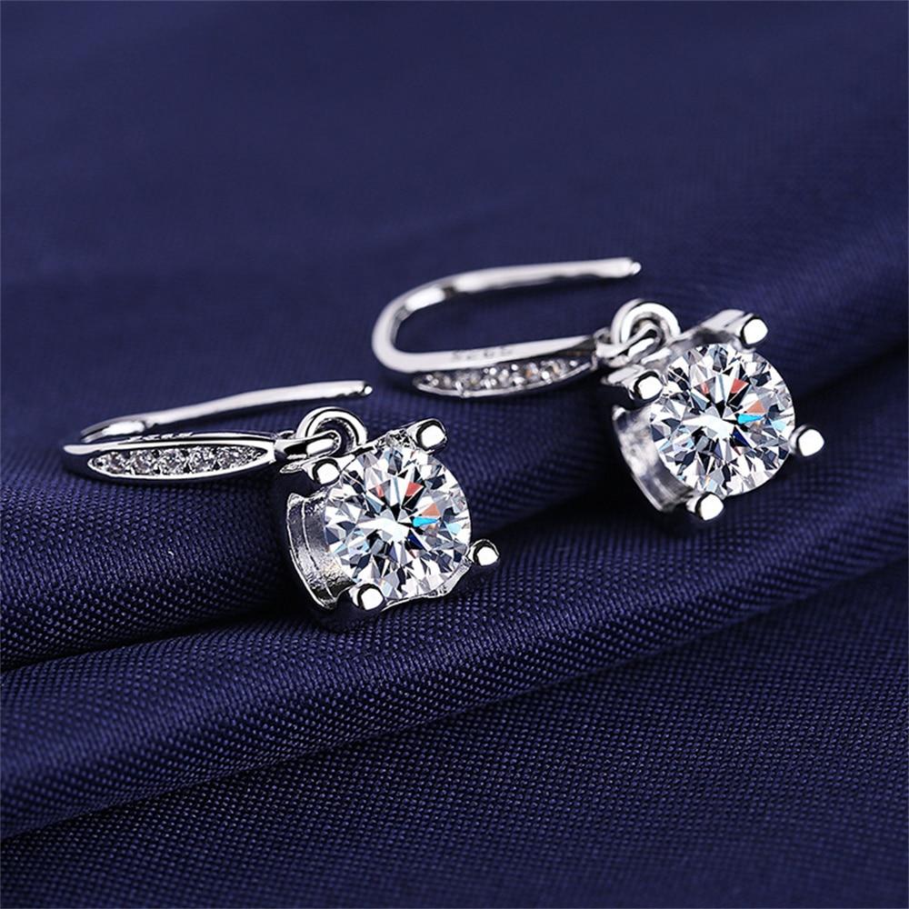 Boucles d'oreilles pendantes en argent sterling 925 pour femmes, nouvelle paire de micro-incrustations de pierres précieuses à quatre griffes, clous d'oreilles, piercings, créoles, bijoux