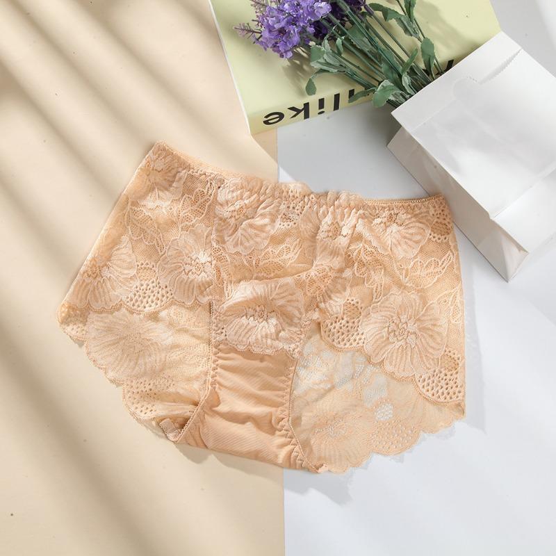 Sexy Spitzen-Slips Unterwäsche mit nahtlosen Höschen Hohlbund Ultradünn Hüfthebend Transparentes Höschen Straffend Übergröße Damenhöschen