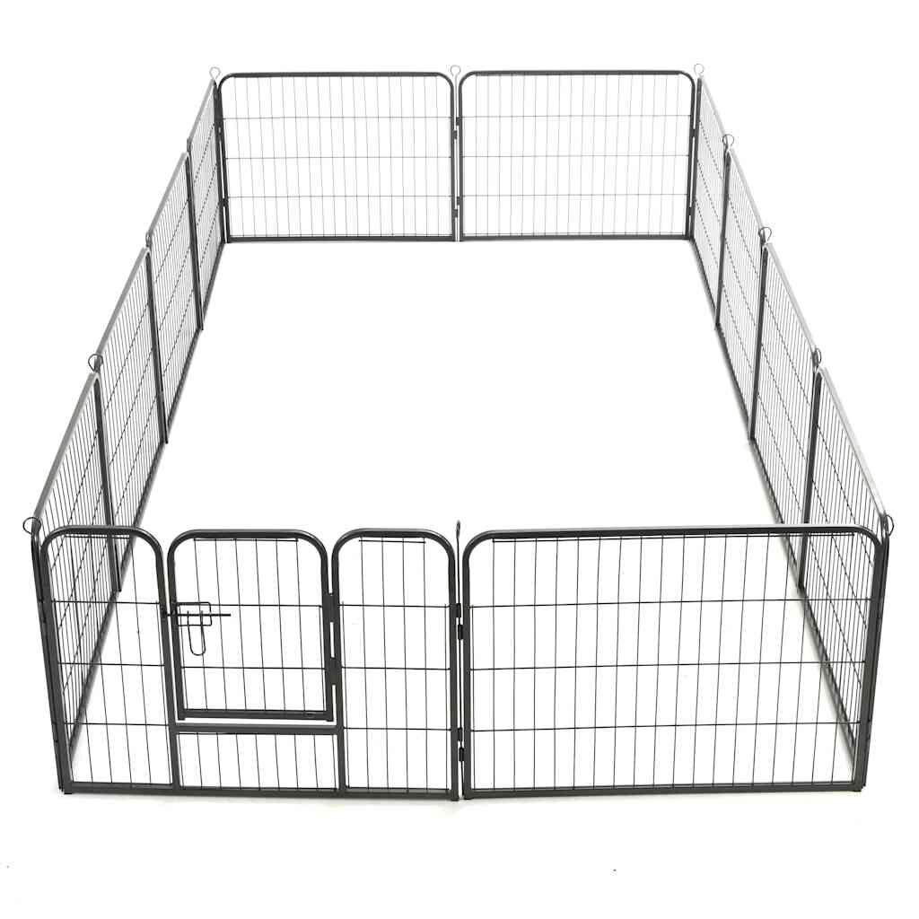 vidaXL Dog Playpen 12 Panels Steel 80 x 60 cm Black
