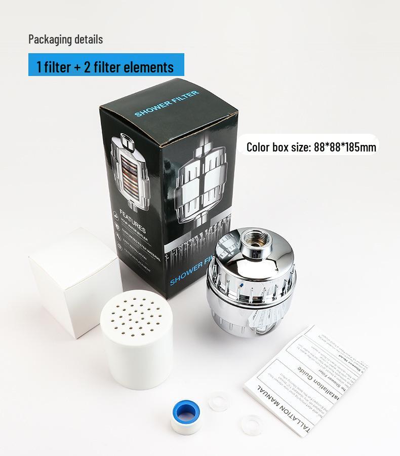 High-Flow 15-Stage Shower Filter: Removes Residual Chlorine & Beautifies Skin with 20-Layer Filter