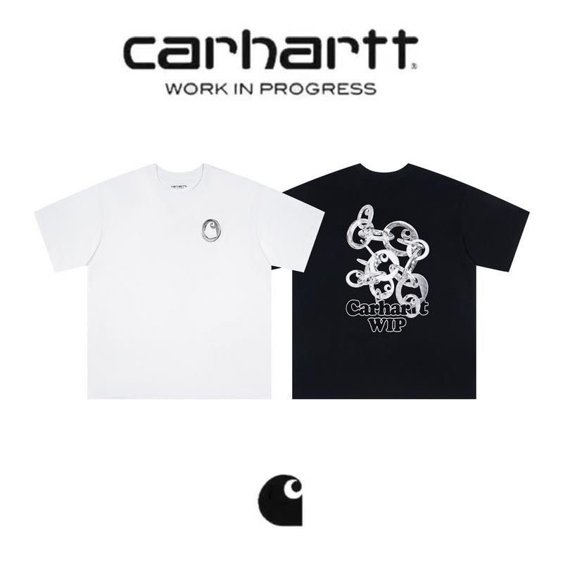 

Carhartt Men s and Women s Summer Cotton Loose Round Neck New Circle Chain Print T-shirt XL білий