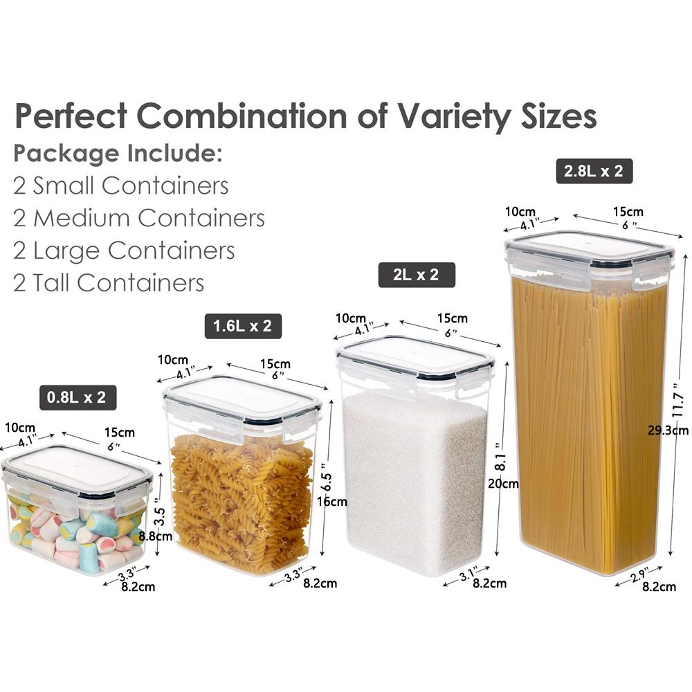 

Airtight Food Storage Containers with Lids, 8 PCS Plastic Storage Canisters for Kitchen & Pantry Organization,Dry Food Canisters