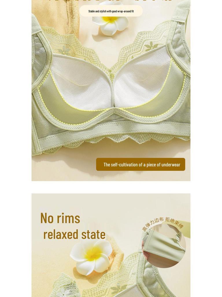 Luxuriöser Damen-Bügelloser Spitzen-BH mit Seitenstütze und Anti-Hänge-Funktion