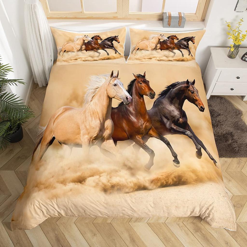 Comforter Horse Animal Bedding Set For Kids Teens Western Cowboy Sunset Scenery Double Queen King Size Qulit
