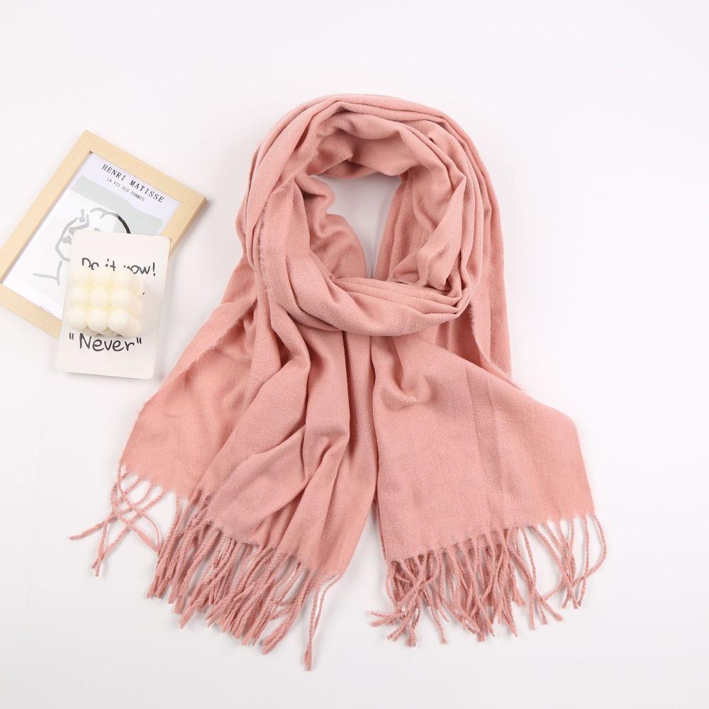Winter Warm Solid Color Imitation Cashmere Scarf Long Thicken Neck Guard Shawl Comfortable Neck Warmer Wrap Women Girls