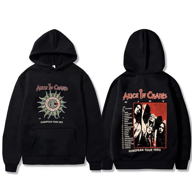 

Худи Alice in Chains Dirt Tour 1993 Мужское Женское 90-е Готика Панк Поп-музыка Стритвир Мужская Мода Оверсайз Худи 4XL чёрный