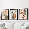 3pcs/set Geometric Plant Art Oil Painting Canvas with Wood Frame Draw Wall Decor Home Room Decorations