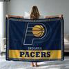 Indiana Pacers Logo Print Flannel Blanket High Quality Warm Comfortable Cover for All Seasons Perfect for Gifts Home Decor