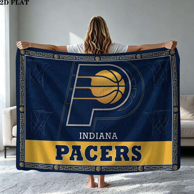 Indiana Pacers Logo Print Flannel Blanket High Quality Warm Comfortable Cover for All Seasons Perfect for Gifts Home Decor