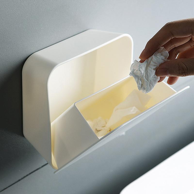 Badezimmer-Organizer, Aufbewahrungsbox für Wattepads, Wandmontage, staubdicht, Tamponbehälter, Wattestäbchenhalter, Kosmetik-Organizer