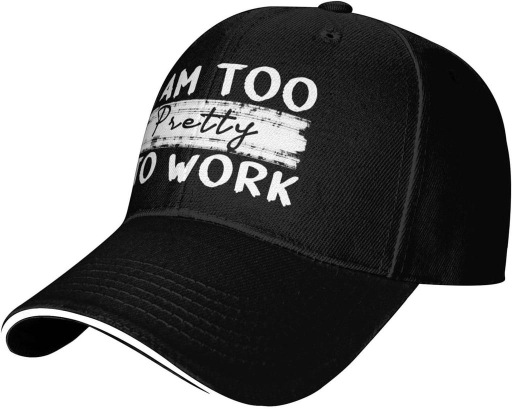 I Am Too Pretty to Work Slogan Baseball Cap Polyester Adjustable Casual Outdoor Unisex Adult Cap
