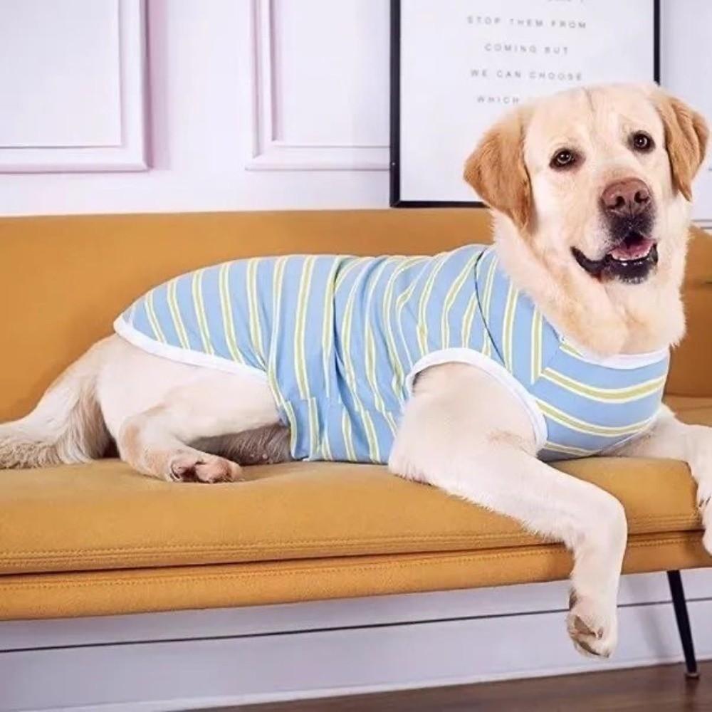 Soft Dog Cooling Vest Round Neck Dog Sunscreen Vest Fashion Pet Striped T-Shirt Home Clothes