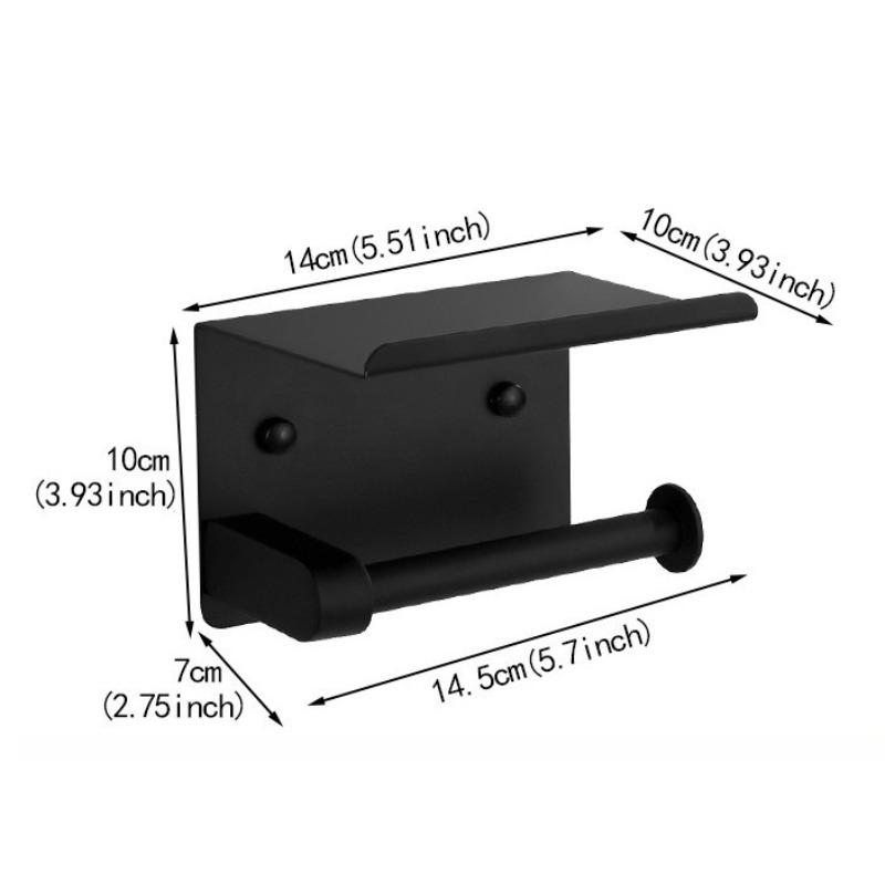 

Stainless Steel Wall Mount Toilet Paper Holder with Shelf Drill & No-Drill Installation for Smooth Bathroom Walls Durable