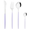 Western Purple Silver Tableware New Dinnerware Set 4Pcs Stainless Steel Kitchen Knife Fork Spoon Complete Cutlery Flatware Set