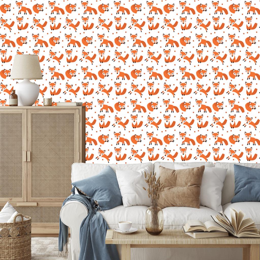 Wallpaper Cheerful Sleeping Foxes for Living Room and Bedroom 50x1000
