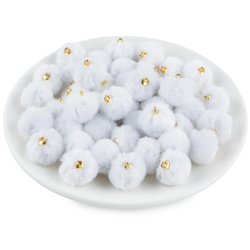 20pcs Plush Fur Cover Ball Beads Charms Cute Bead Pendant for DIY Jewelry Making Accessories Handmade Earring Bracelet