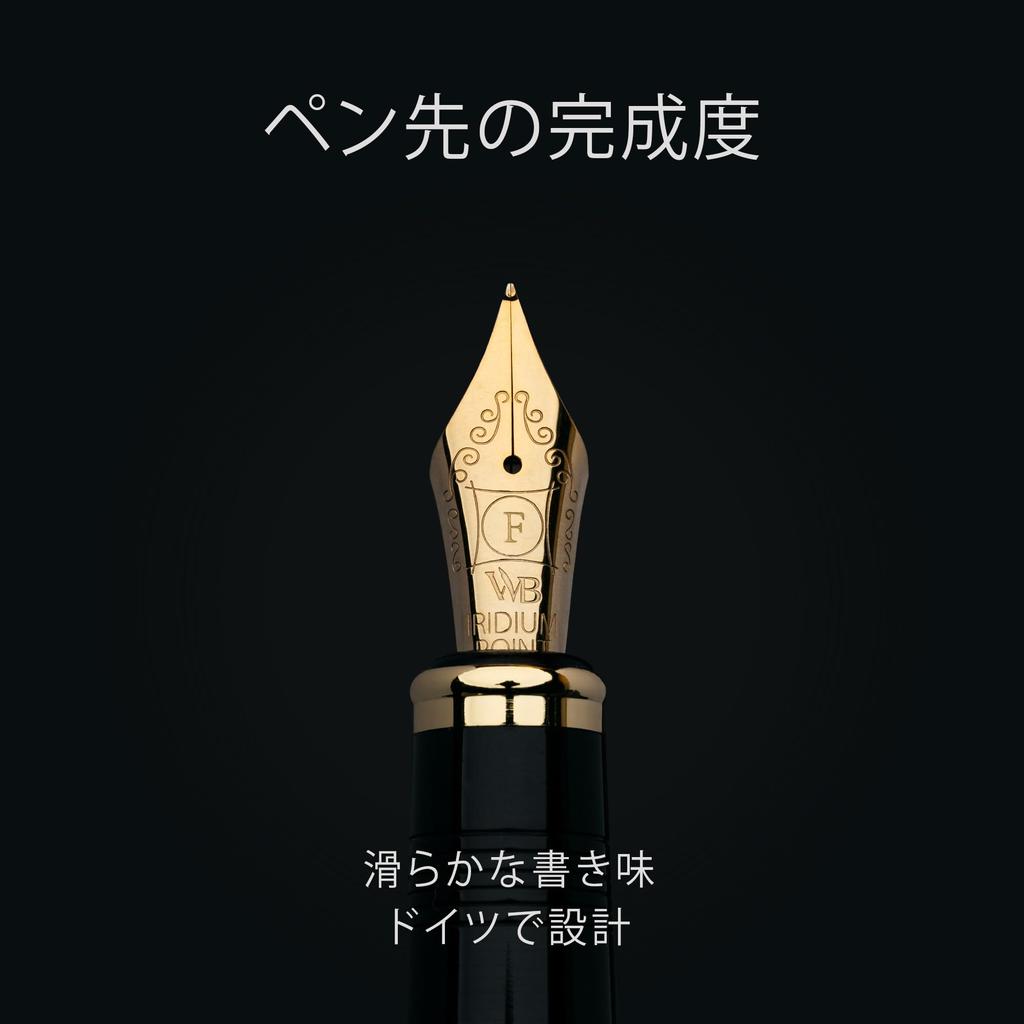 Wordsworth Black Primoli Fountain Pen Set Fine Gift 24 Ink Smooth and & [Blue Gold]; Nib, Case, Cartridges, Converter, Manual; Journaling,