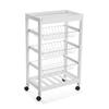 Kitchen Trolley - VERSA - Dakota - With Wheels - Drawers and Bottle Holder - White PVC Wood 85x29x49 Cm