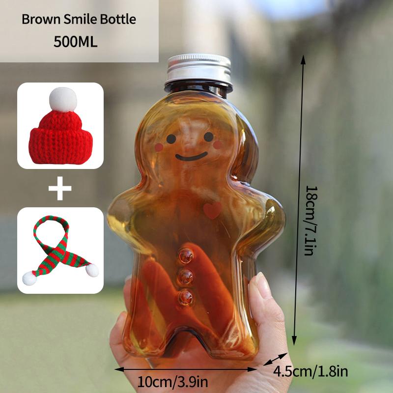 Christmas Milk Tea Cup Cute Gingerbread Man Water Bottle Snowman Tea Juice Jar Candy Plastic Kettle Xmas Navidad  Decoration
